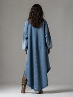 Oversized Denim High‑Low Dress