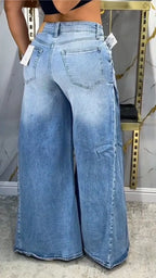 Light Wash Wide Leg Denim Jeans