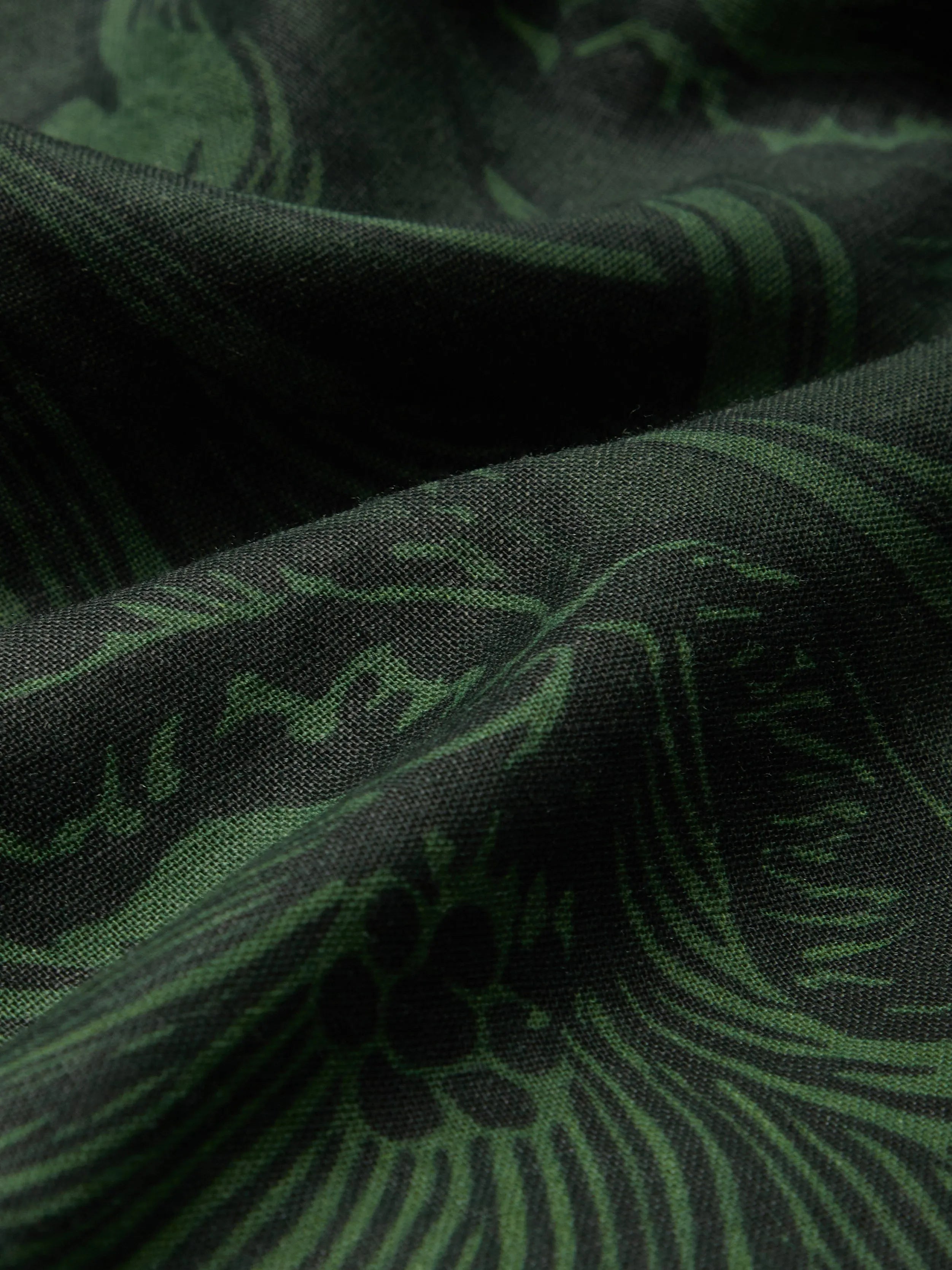 Maxi Linen Dress, Half Sleeve, V Neck, Floral, Vacation, Vintage, Deep Green