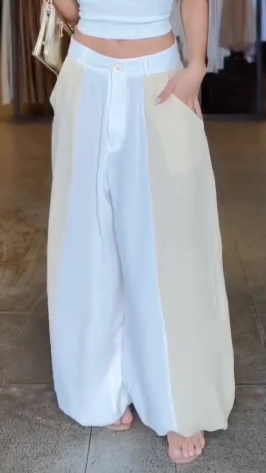 Panel High Waist Wide Leg Trousers