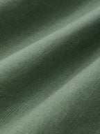 Midi Cotton Dress, Casual, Plain, Pocket Stitching, Half Open Collar, Half Sleeve, Vintage, Green