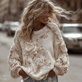 Vintage Rose Art Cozy Knit Sweater
