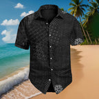 Men's Japanese Traditional Sashiko Art Beach Linen Shirt