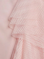 Pink Mesh Ruched Knit Boat Neck Sleeveless Sheath Maxi Dress