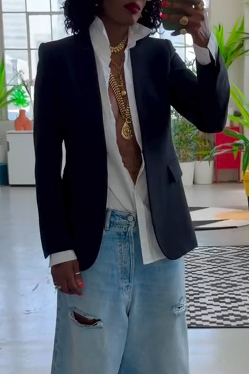 Women's Temperament Blazer or Ripped Washed Jeans