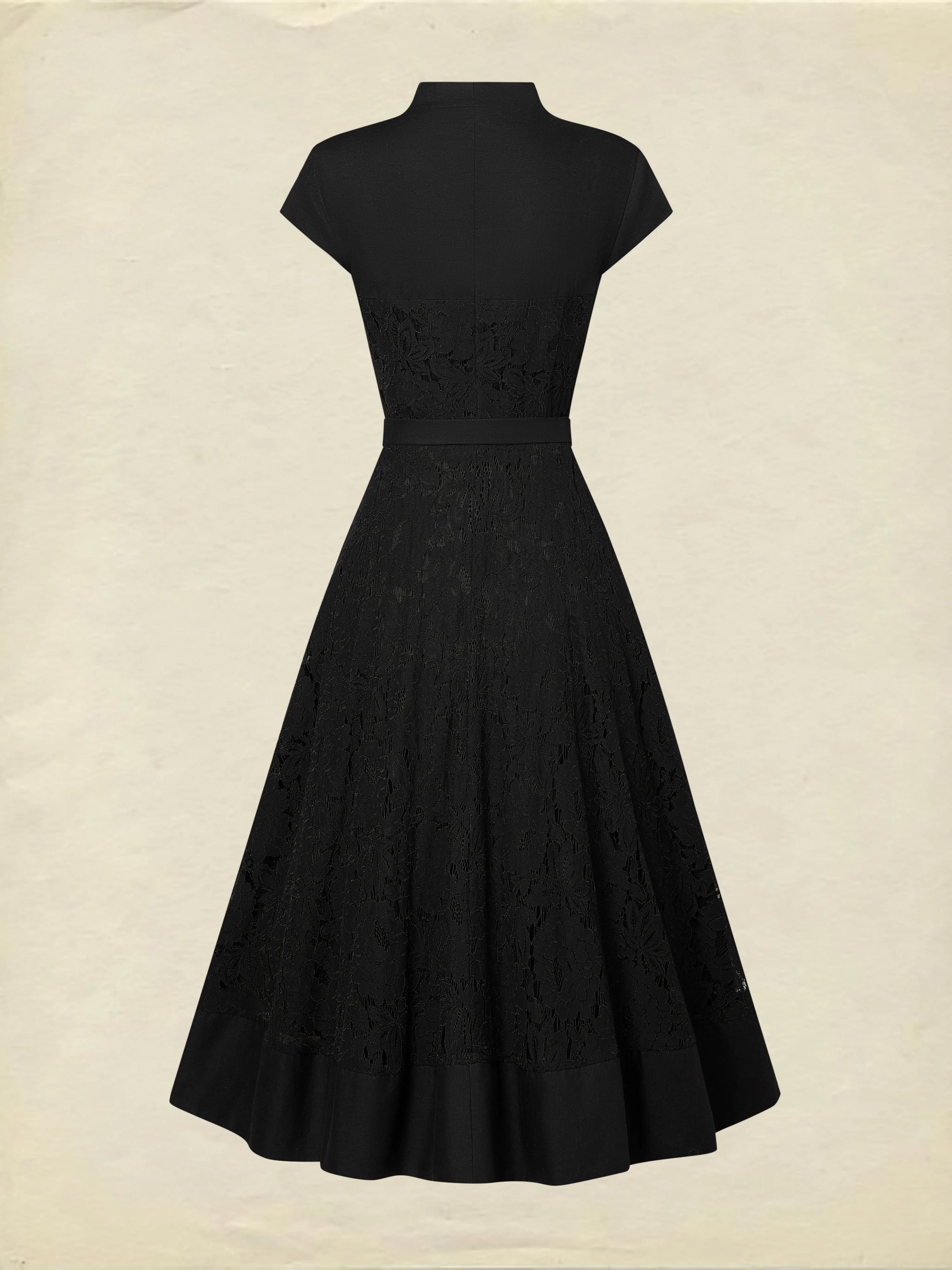 Midi Linen Dress, Sleeveless, V Neck, Lace, Button Design, French Vintage, Black