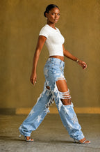 Rhinestone Star Distressed Jeans