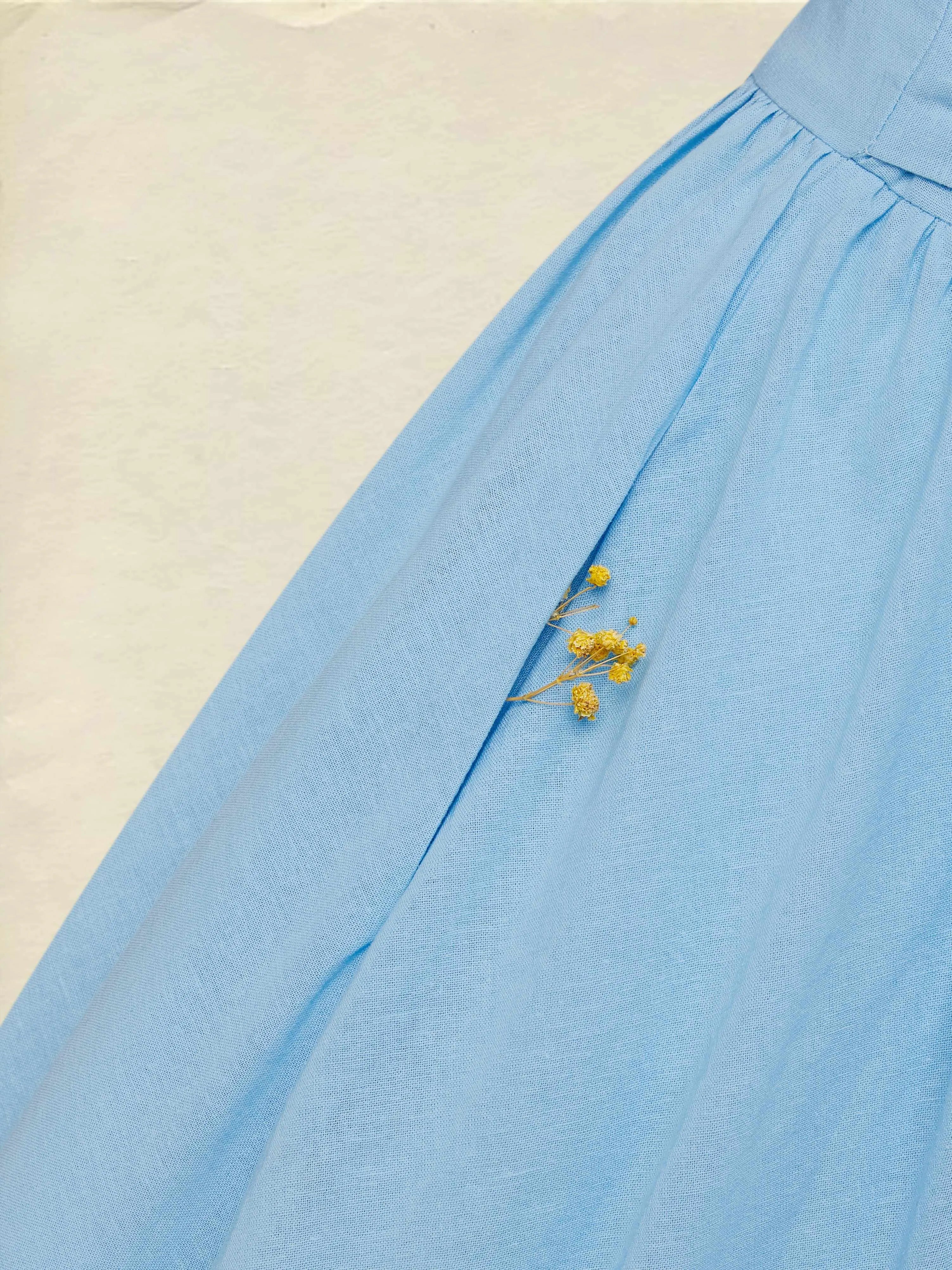 Maxi Linen Dress , Cap Sleeves, V Neck, Plain, Button Design, Vintage, Blue