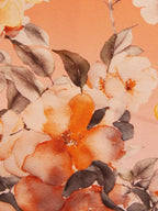 Orange Floral Chiffon V Neck Sleeveless A-Line Maxi Dress