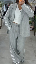 Stripe Blazer & Jogger Tracksuit Two Piece Set