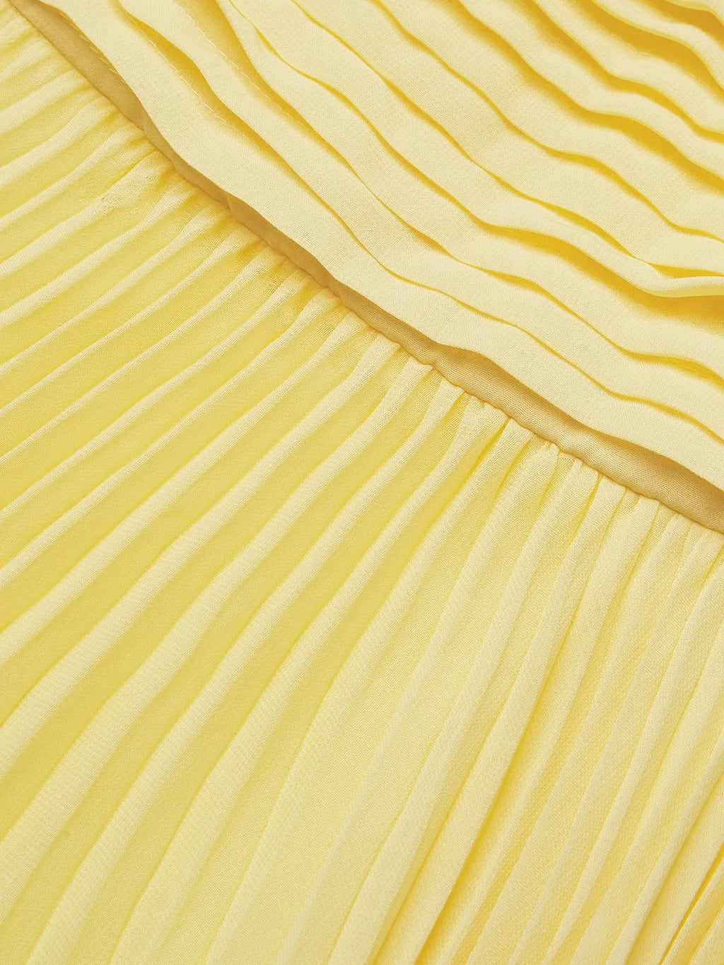 Yellow Pleated Chiffon Dress Square Neck Long Sleeve A-Line Gown