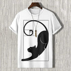 Men's Fibonacci Cat The Golden Ratio Print Casual T-shirt