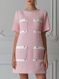 Chic Pink Tweed Mini Dress