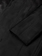 Black Plaid Organza Classic Crew Neck Three Quarter Sleeve A-Line Midi Dress