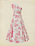 Maxi Cotton Dress, Sleeveless, Floral, Belt Design, Vacation, Vintage, Red