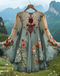 Summer Vacation Ruffle Lace Chiffon Contrast Kaftan Dress da19