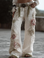 Women's Flower Vintage Lace Casual Pants