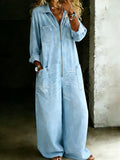 Women’s Blue Cotton One Piece Denim Jumpsuit