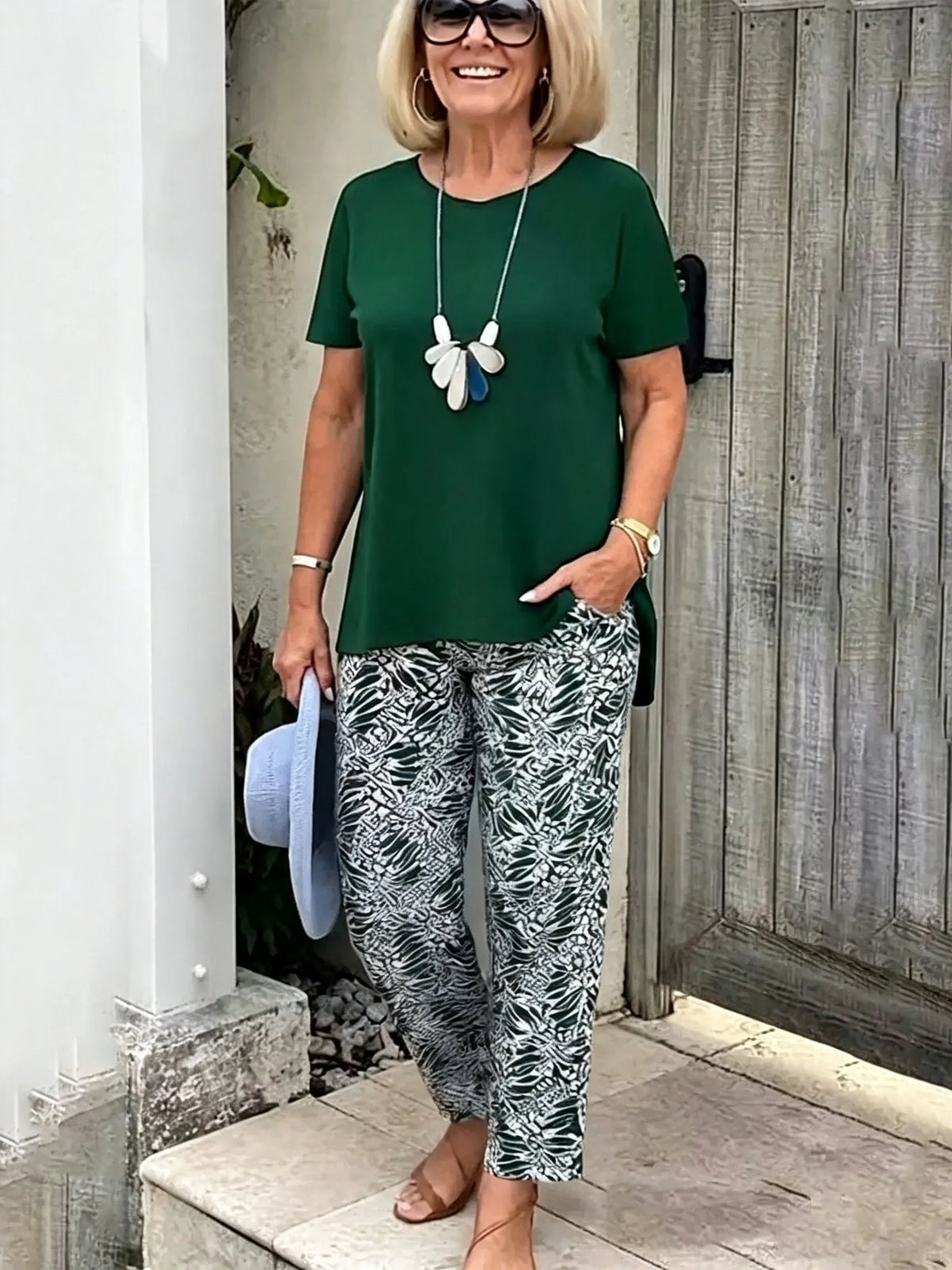Vacation Two Piece Set Casual Holiday Loose Suit Two Piece Seaside Suit Holiday Clothing Sun Protection Suit