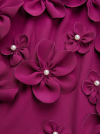 Purple 3D Floral Classic Crew Neck Sleeveless Mermaid Floor-length Gown Dress