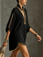 Black Deep V-Neck Mini Dress