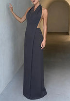 Halter Deep Side Cutout Backless Maxi Dress