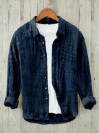 Japanese Traditional Sashiko Art Linen Blend Blouse