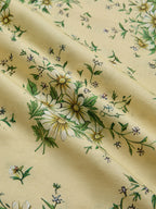Maxi Cotton Dress, Sleeveless, V Neck, Floral, 3D Floral (Detachable), Vacation, Vintage, Yellow