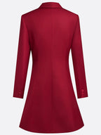 Burgundy 3D Floral Blazer Shawl Collar Long Sleeve A-Line Mini Dress