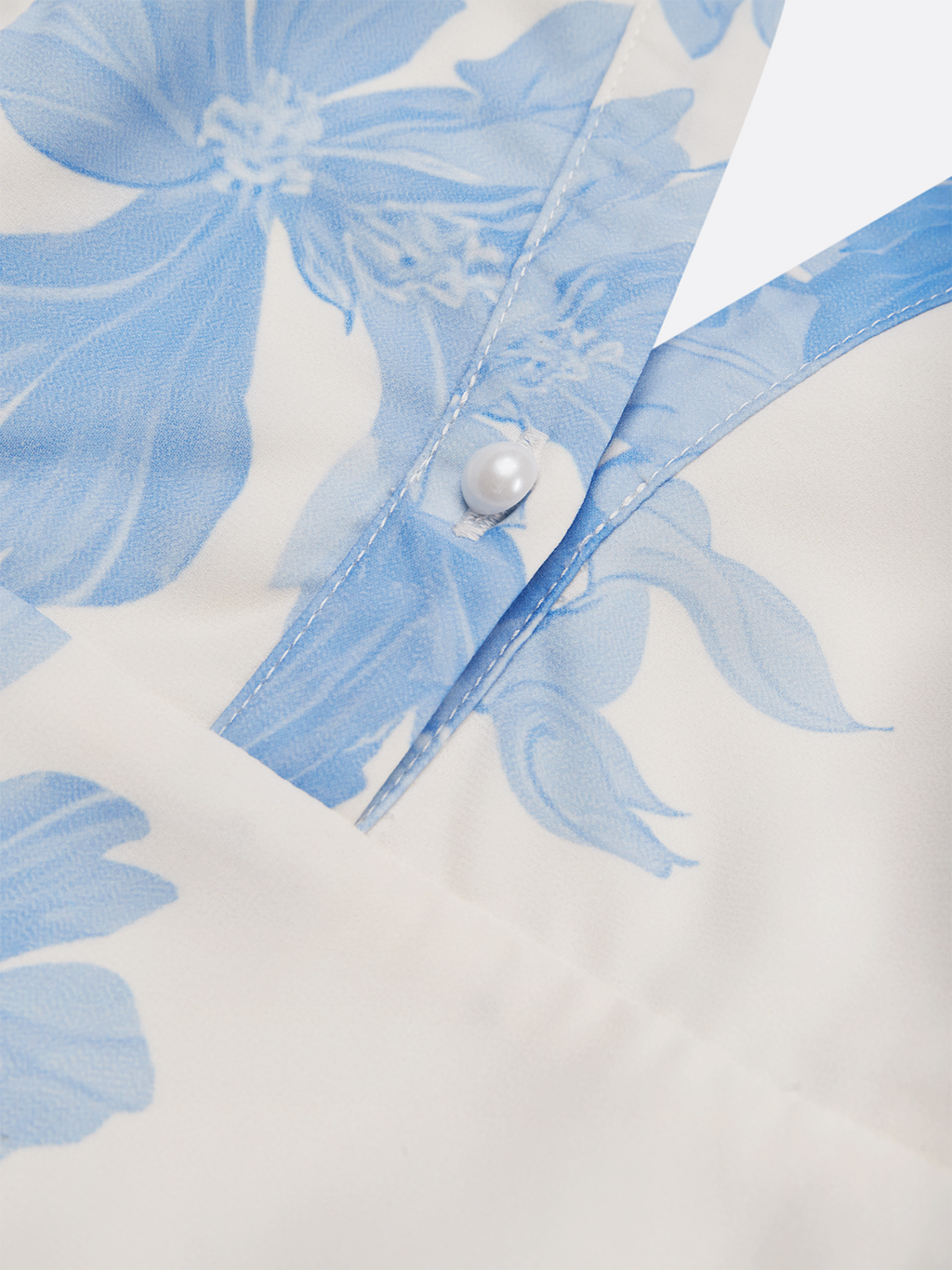 Light Blue Floral Chiffon V Neck Sleeveless A-Line Maxi Dress