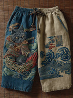 Men's Japanese Cat Art Print Casual Shorts