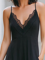 Lace-Trim V-Neck Cami Wide-Leg Jumpsuit