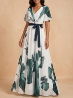 Artistic Emerald Watercolor Maxi Dress - Elegant Garden Wedding Guest Gown & Breezy Summer Party Outfit