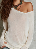Bohemian Style One-shoulder Hollow-out Knitted Top