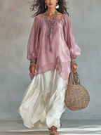 Bohemian Chiffon Top And Satin Skirt