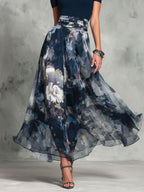 Boho Elegance Knite Top And Floral Long Skirt Set