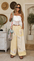 Patchwork Embroidery Wide-Leg Pants Boho