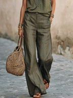 Bohemian Lace Trim Top & Wide-Leg Pants Set