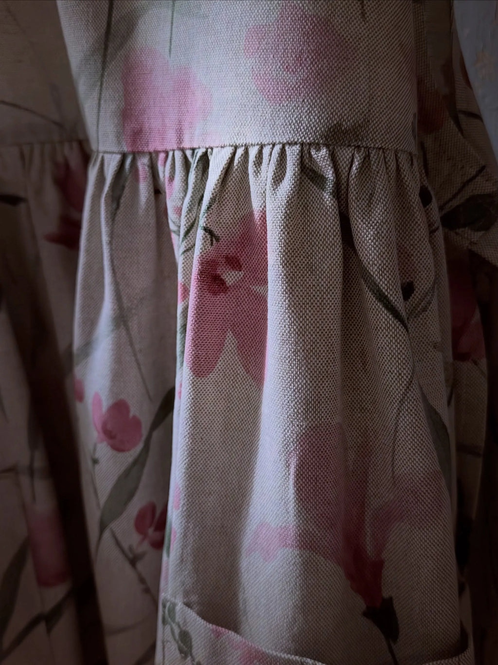 Watercolor Floral Square-Neck Apron with Pockets