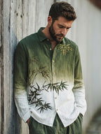 Men's Japanese-style Bamboo Gradient Art Casual Linen Shirt