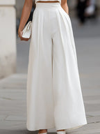 Mock Neck Ruched Crop Top & Wide-Leg Pants Set