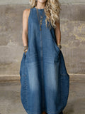 Women's Sheeveless Casual Loose Denim Dress