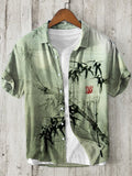 Bamboo Forest Full Moon Night Japanese Art Linen Blend Shirt