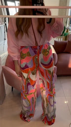 Women's Shirt & Colorful Sequin Trousers Set