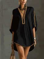 Black Deep V-Neck Mini Dress