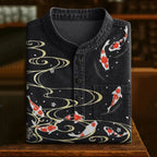 Vintage Japanese Carp Art Print Casual Shirt