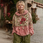 Women's Vintage Floral Embroidery Art Casual Hoodie