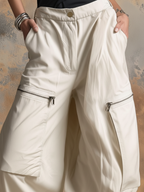 Oversized Zip-Detail Parachute Cargo Pants