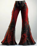 Women's Halloween themed lace panel flared pantseea2