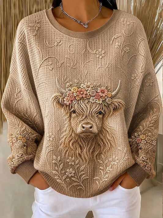 Women's Animal Highland Cow Print Sweatshirt